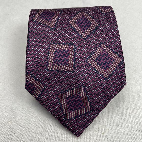 Valentino Cravette Purple Silk Geometric Print Tie - Picture 1 of 5